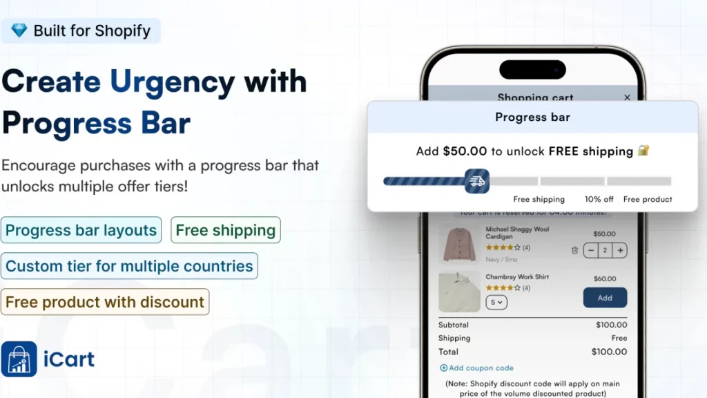 The progress bar feature in iCart