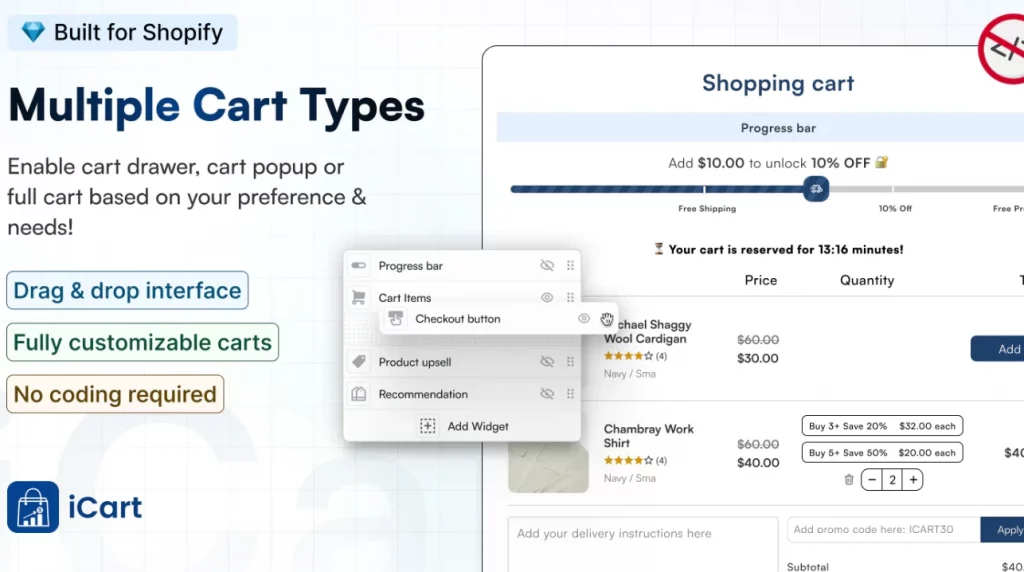 iCart, the upsell Shopofy app, offers multi-cart feature.