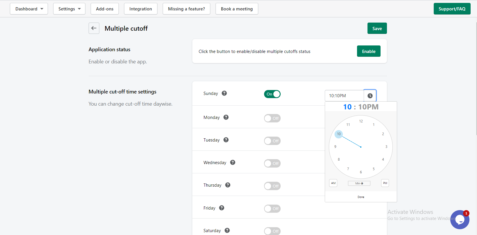 multiple-cut-offs-time-settings