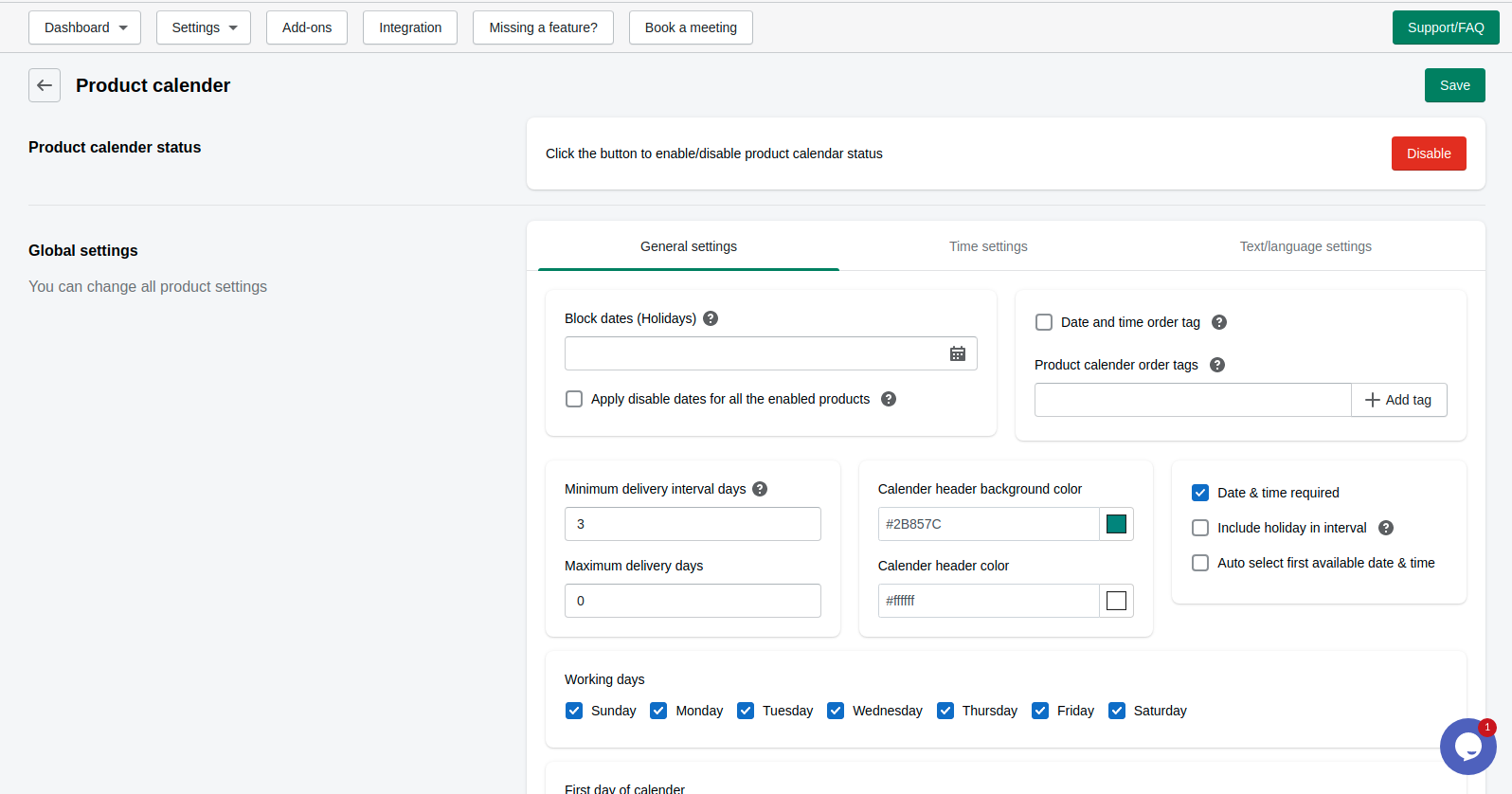 product-calender-global-settings