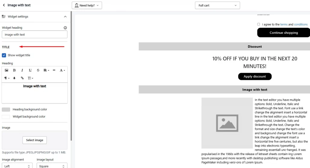 Title section in iCart Title section in iCart