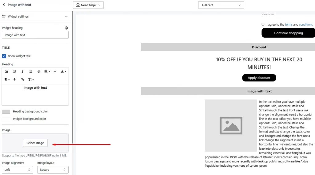 Image uploading section in iCart Image uploading section in iCart