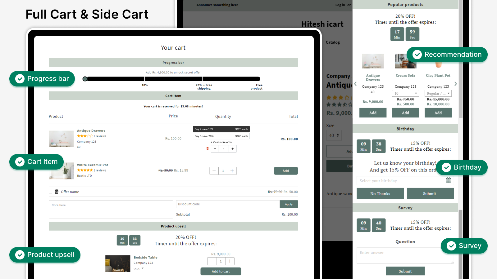 iCart Cart Drawer Cart Upsell