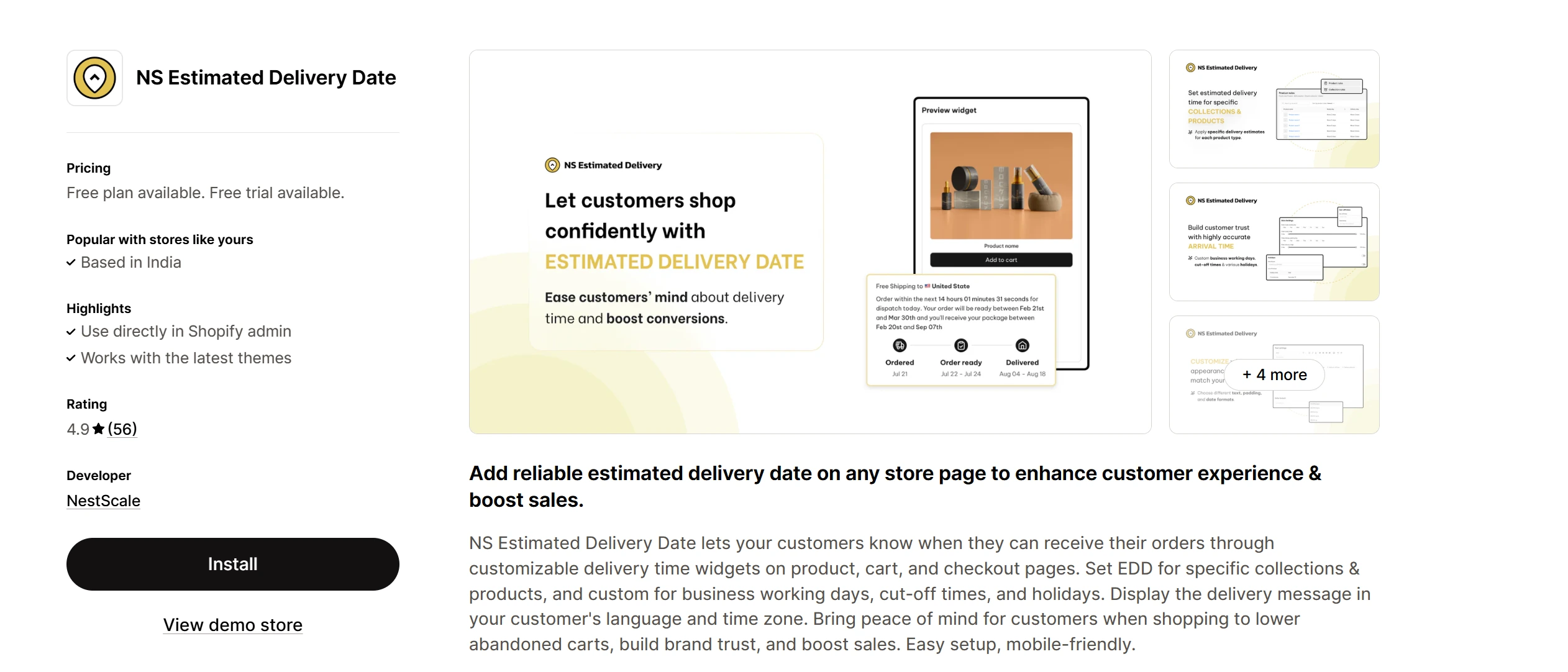 NS Estimated Delivery Date