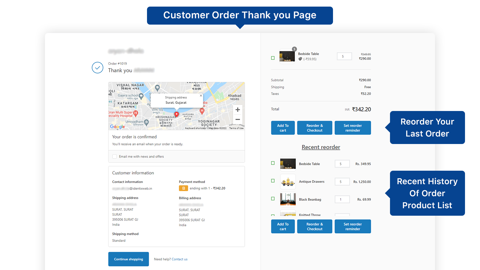 reorder purchase with thank you page, post purchase
