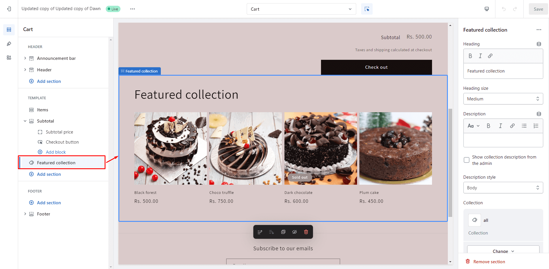 dawn theme cart page product recommendation