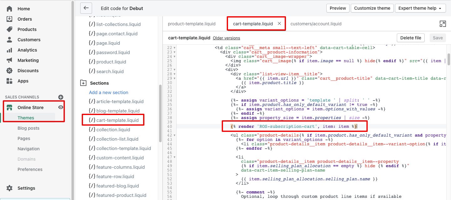 ROS - Code - Cart Page