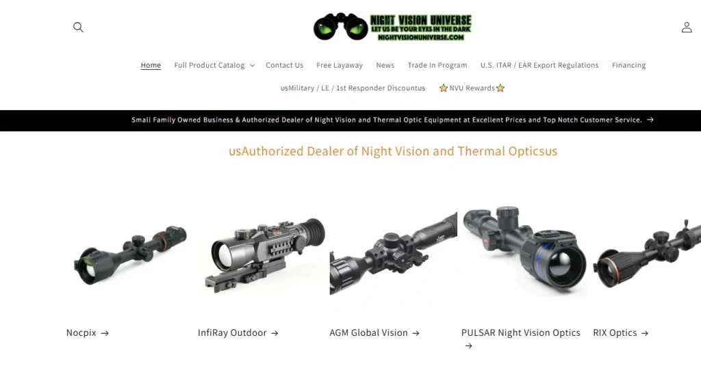 Night Vision Universe, a Shopify store using Dawn