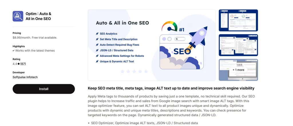 Optim: Auto & All in One SEO Shopify app