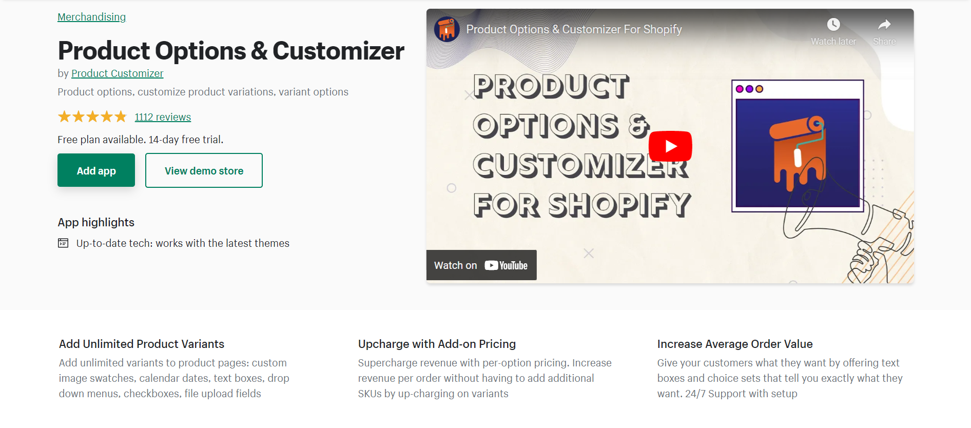 Product Options and Customizer