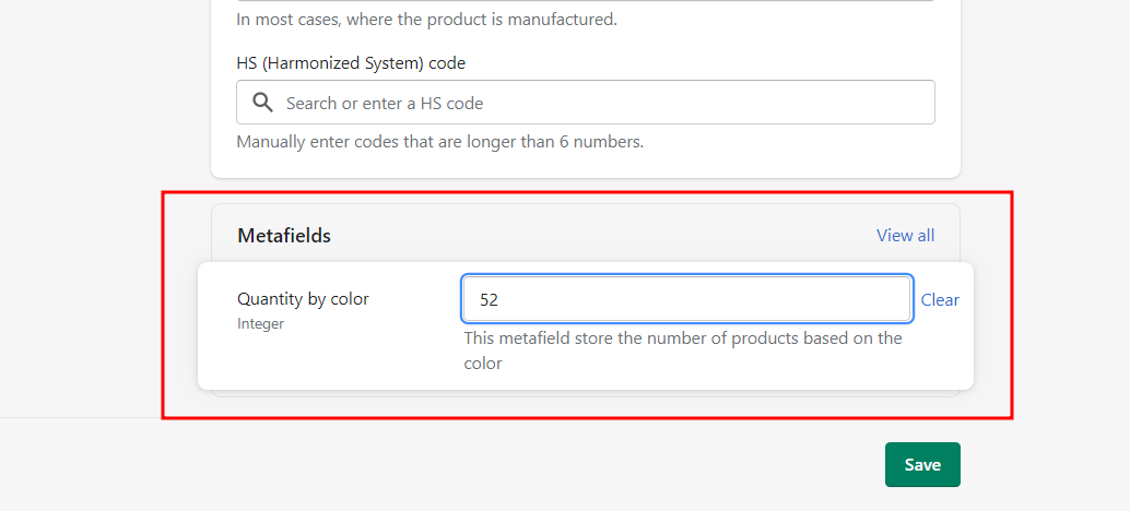 add variant metafield value in shopify