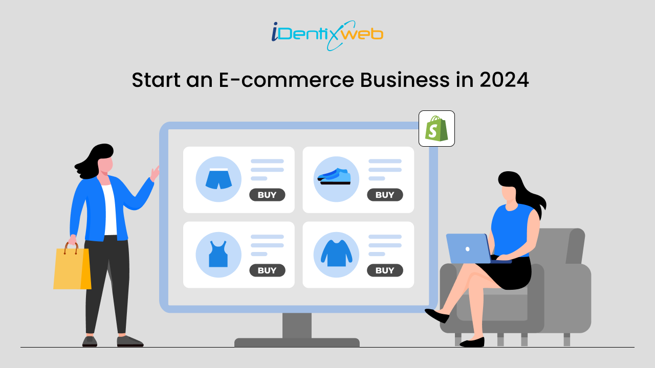 Women Showing On Screen How to Start E-commerec Business in 2024