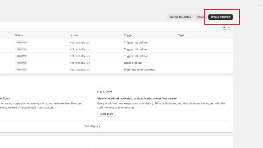 Click on Create Workflow Click on Create Workflow