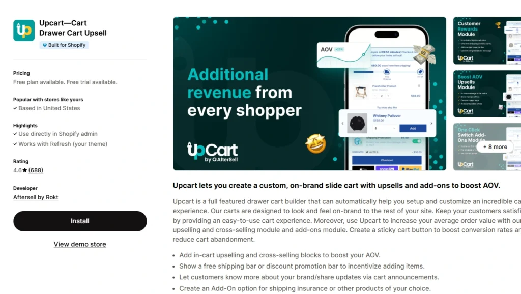 Upcart Shopify app Upcart Shopify app