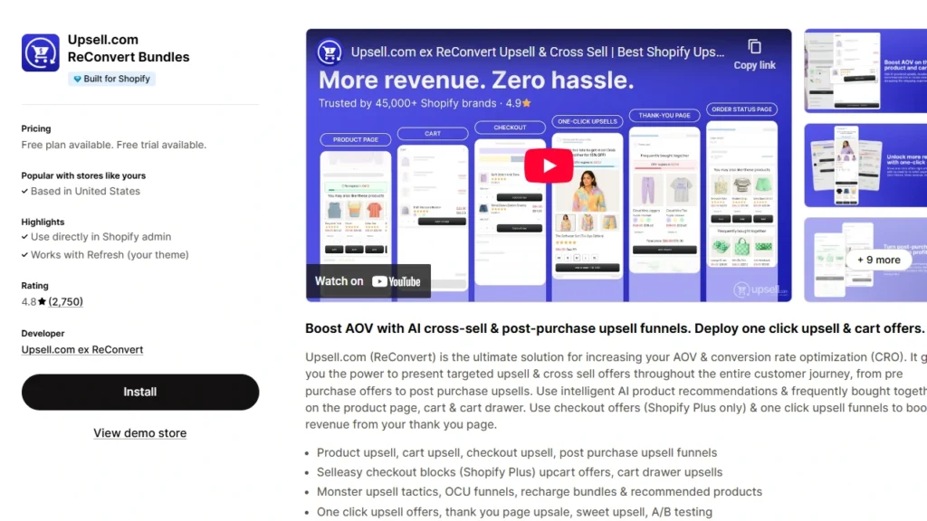 Reconvert upsell and cross-sell app Reconvert upsell and cross-sell app