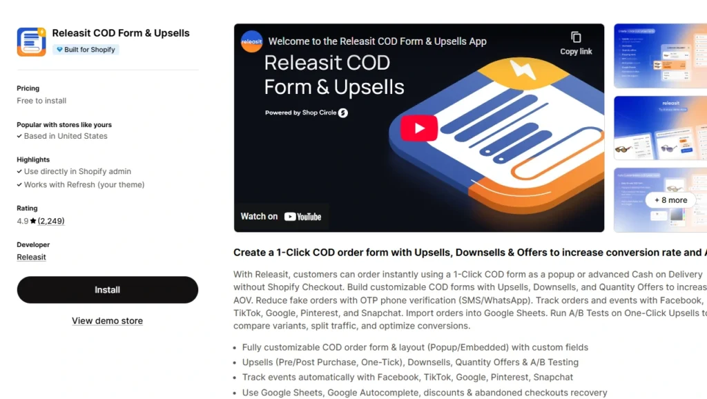 Releaseit COD forms and upsells Shopify app Releaseit COD forms and upsells Shopify app