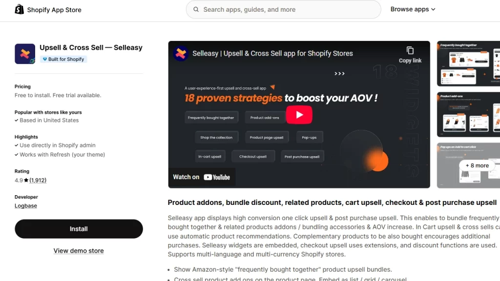 Selleasy, an upsell Shopify app to boost sales. 