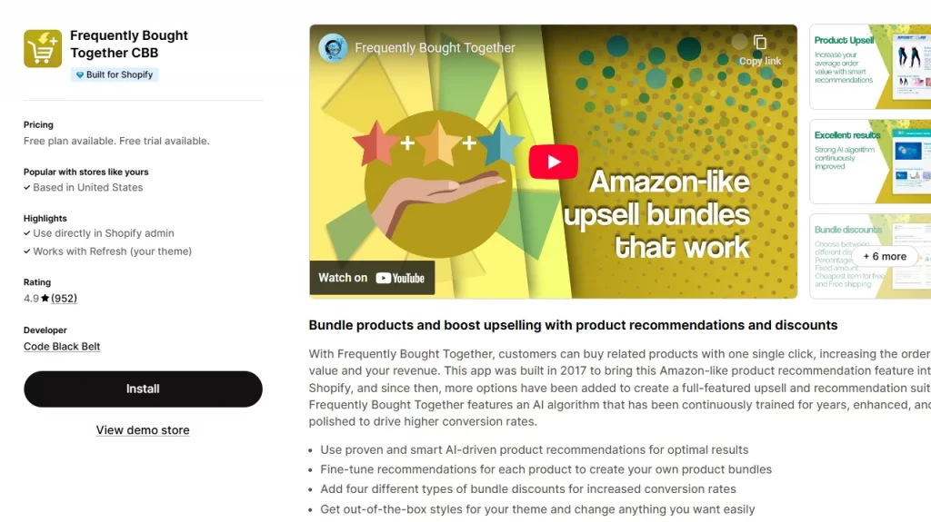 Frequently Bought Together CBB, a Shopify upsell app. 
