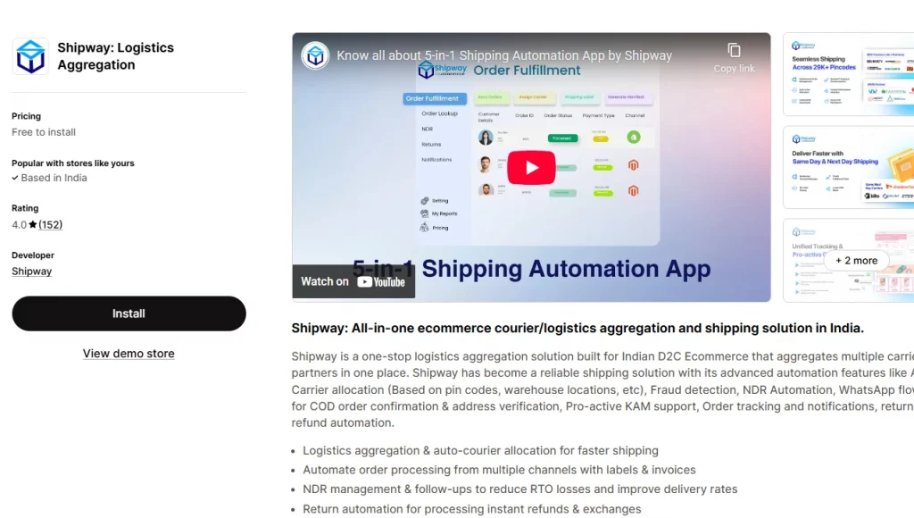 One of the best Shopify shipping apps, Shipway.