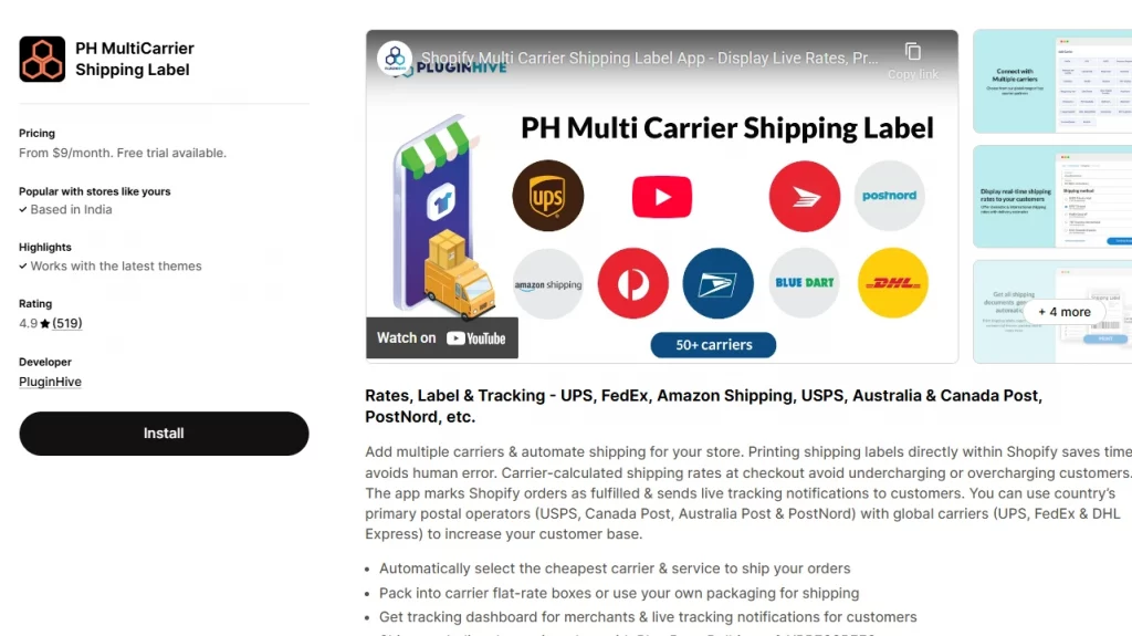 PH multicarrier shipping label, the Shopify app for shipping. 