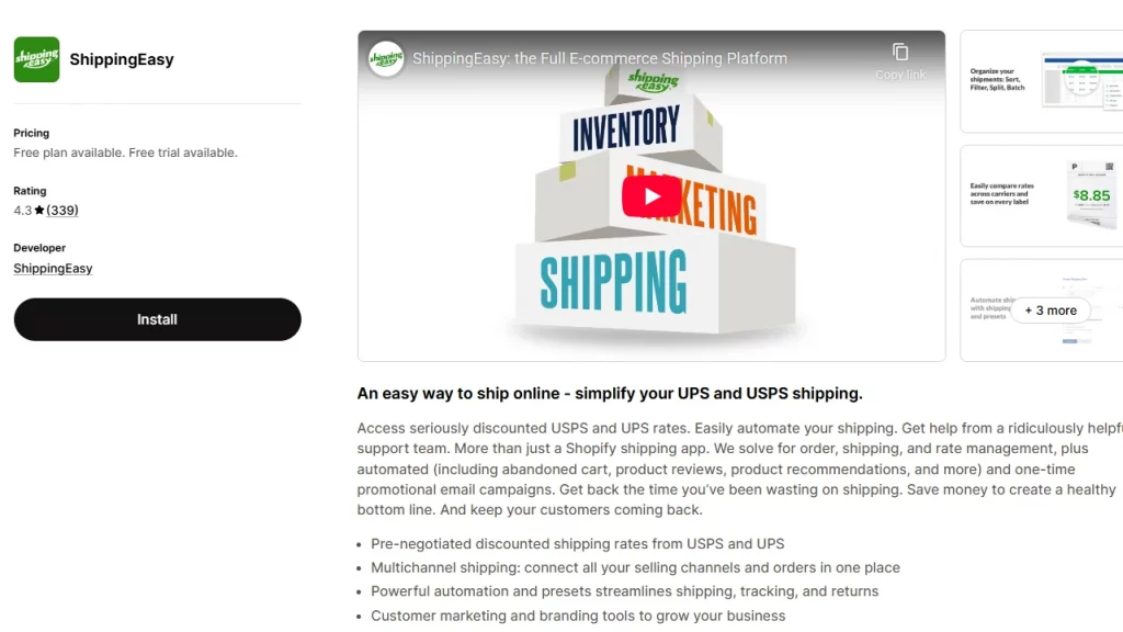 One of the shipping apps for Shopify is ShippingEasy. 