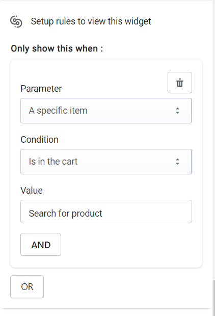 Specific item in cart