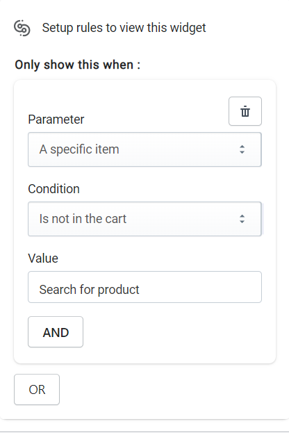 Specific item not in cart