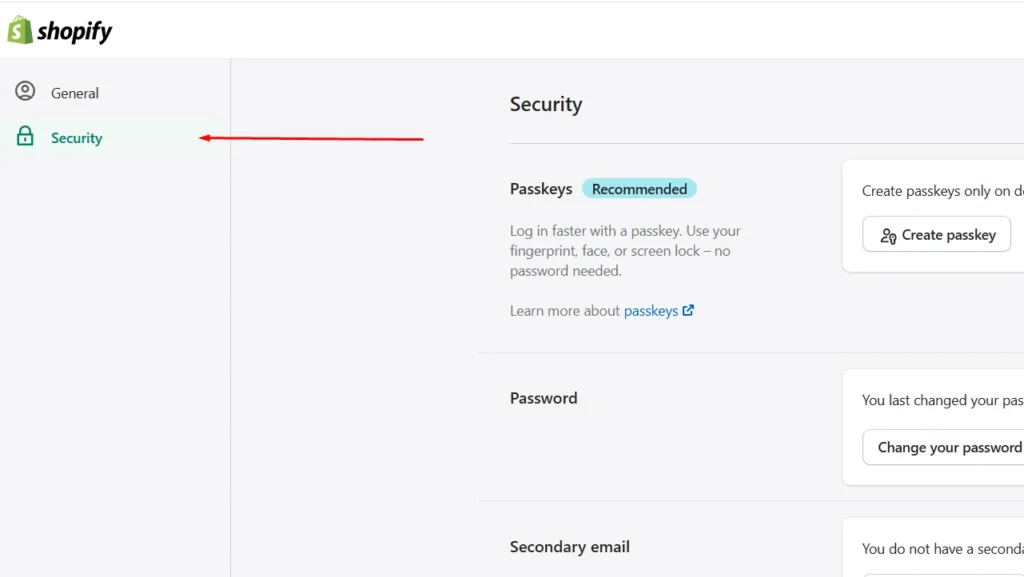 Click on Security Click on Security