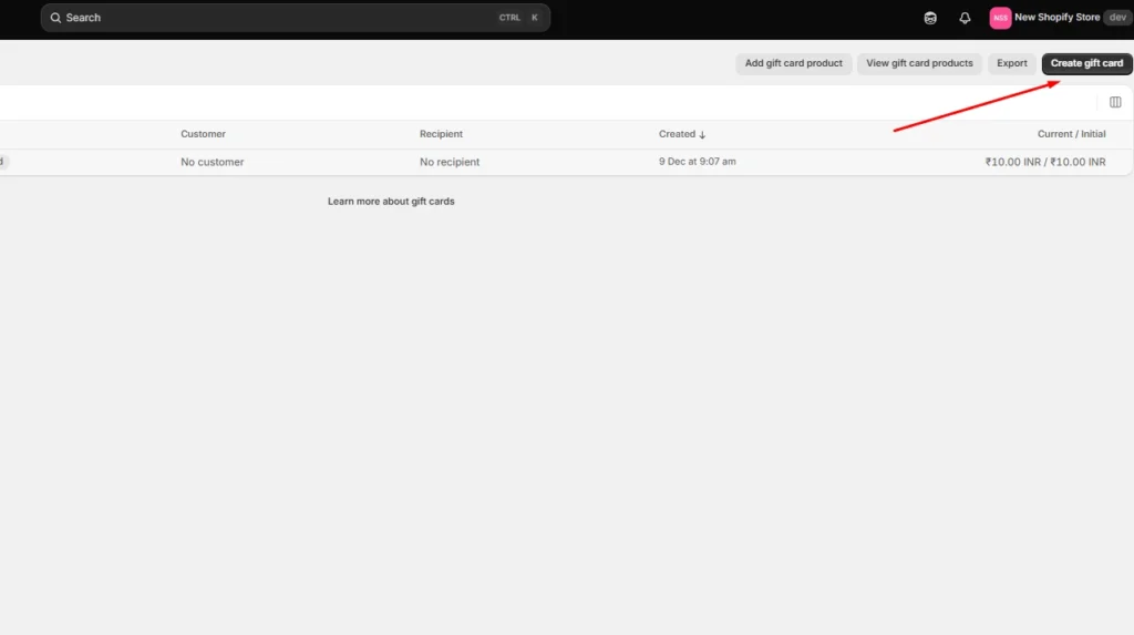 Create gift card Create gift card