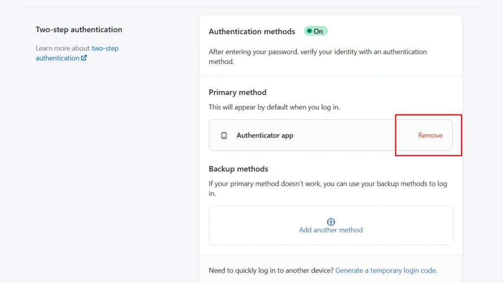 Remove 2fa authentication in Shopify Remove 2fa authentication in Shopify