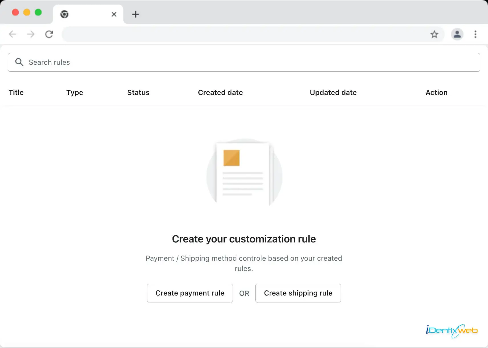 Create Rules - Hide Payment & Shipping iWeb