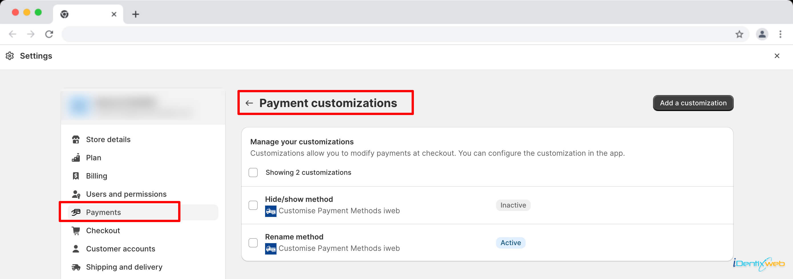 Payment Customization - Shopify