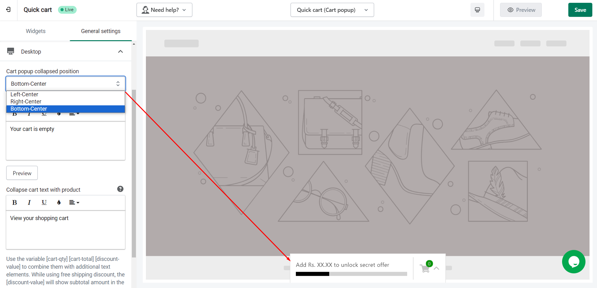 adjust-cart-popup-collapsed-position-with-cart-popup-of-icart