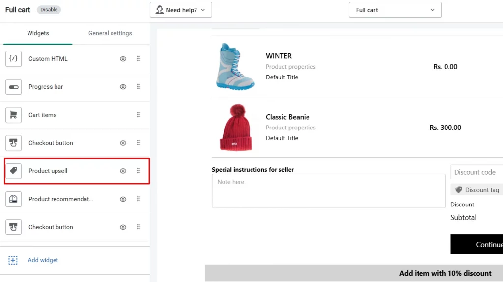 Product upsell widget on iCart, the best upsell app for Shopify. 