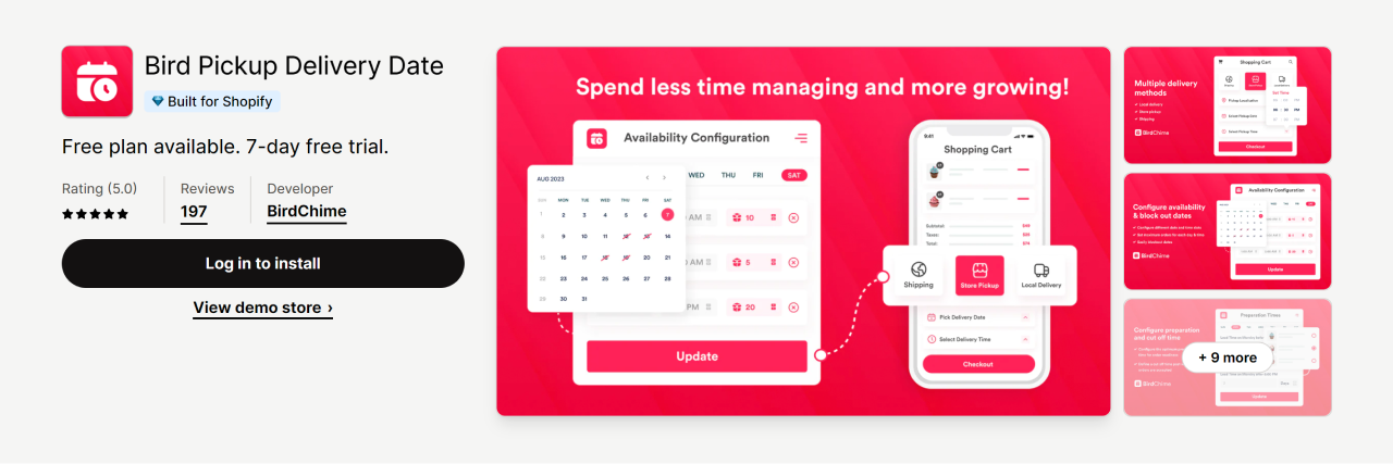 Bird Pickup Delivery Date - Shopify delivery date app