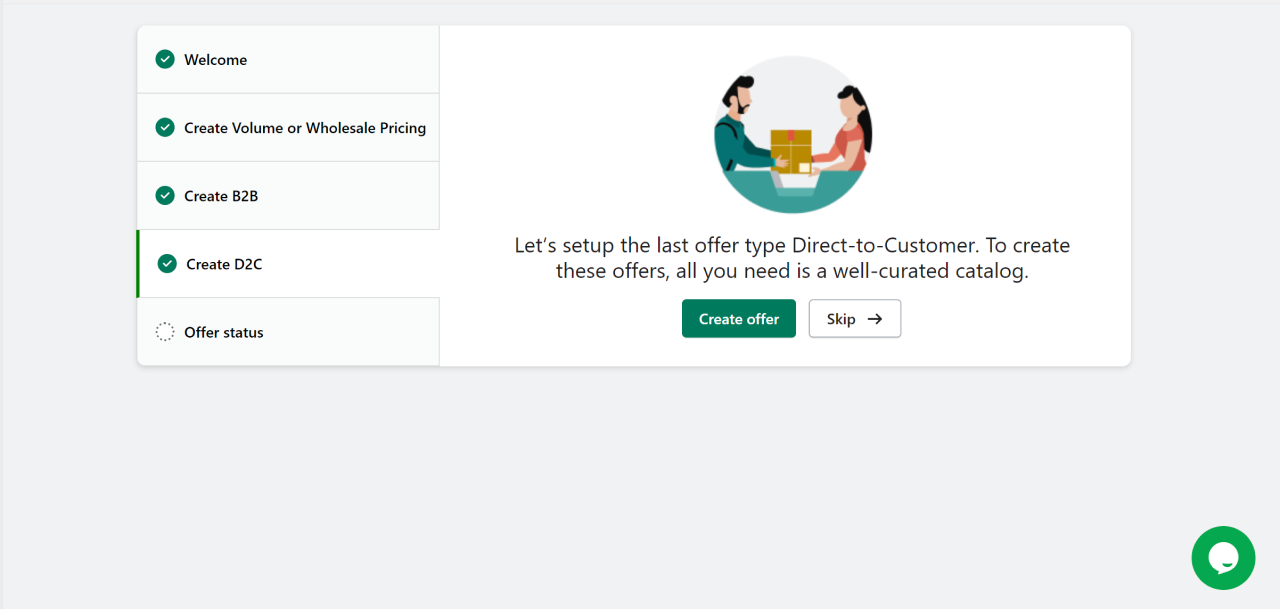 create d2c offer in wholesale hero & b2b pricing app