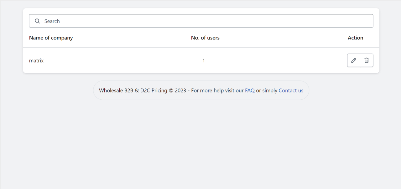 edit or delete company in wholesale hero & b2b pricing app