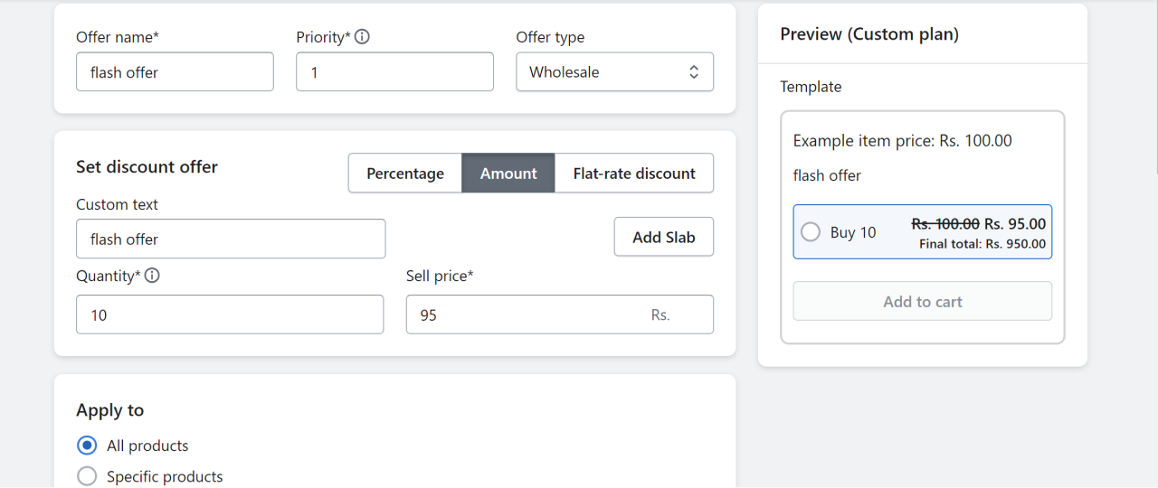 show amount in wholesale hero & b2b pricing app