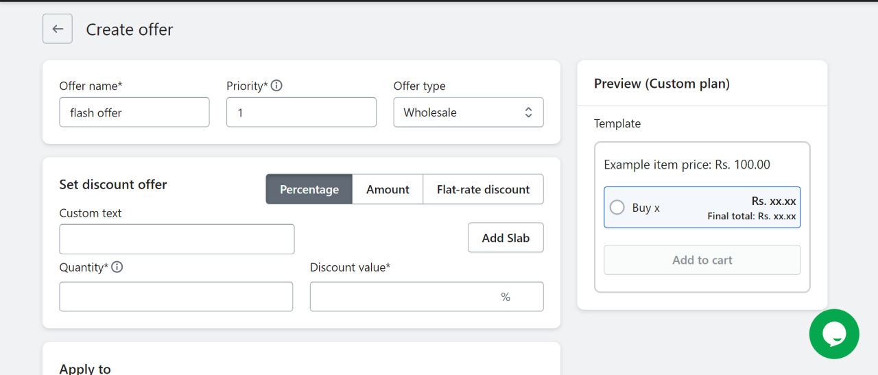 create wholesale percentage offer in wholesale hero & b2b pricing app