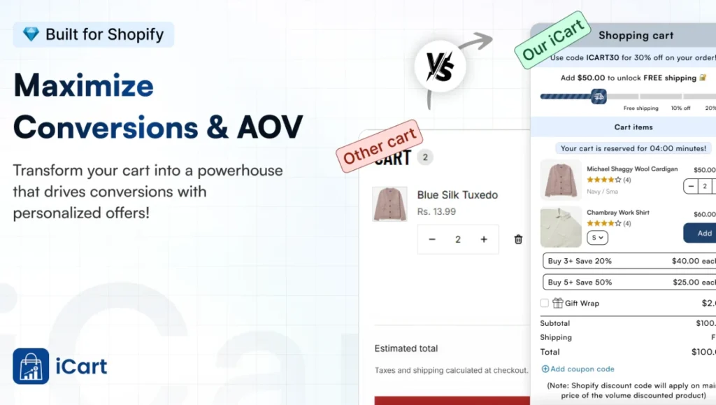 iCart, the Shopify upsell app to increase AOV iCart, the Shopify upsell app to increase AOV