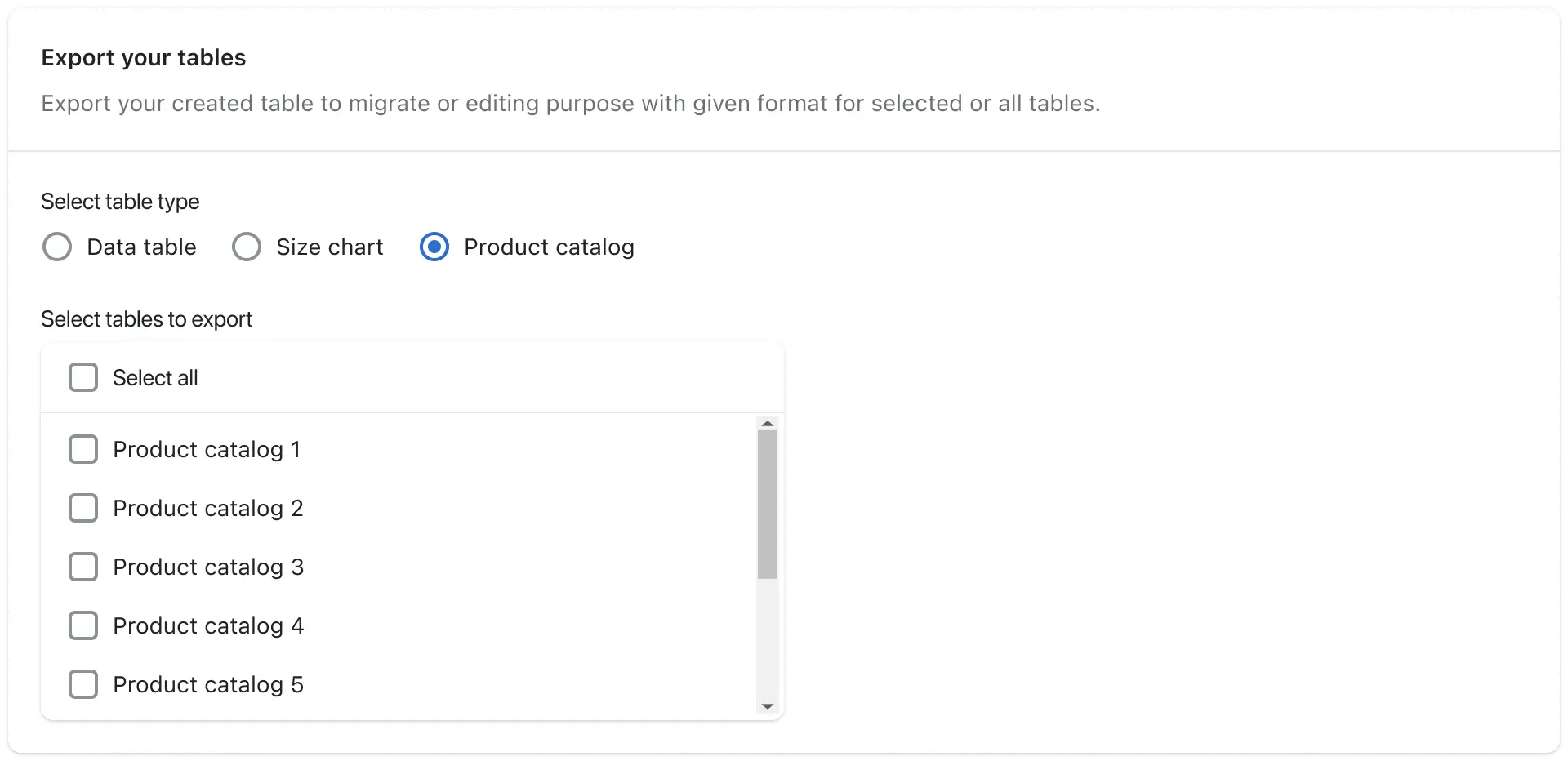 Export - Product Catalog