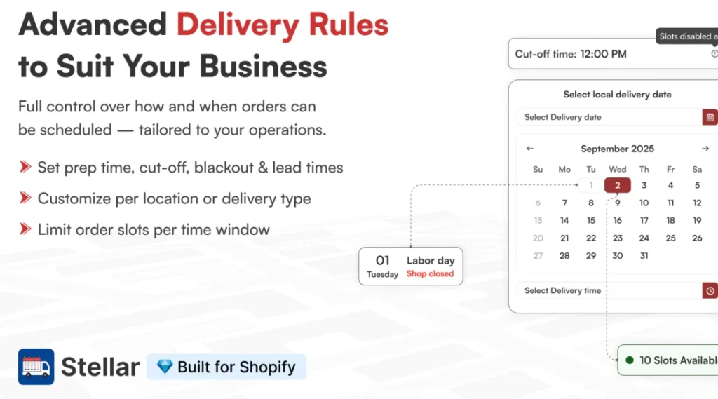 Stellar Delivery Date & Pickup Shopify app. Stellar Delivery Date & Pickup Shopify app.