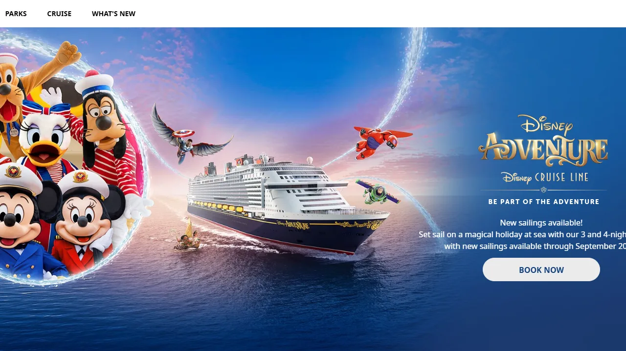 Booking Page of Disney Land