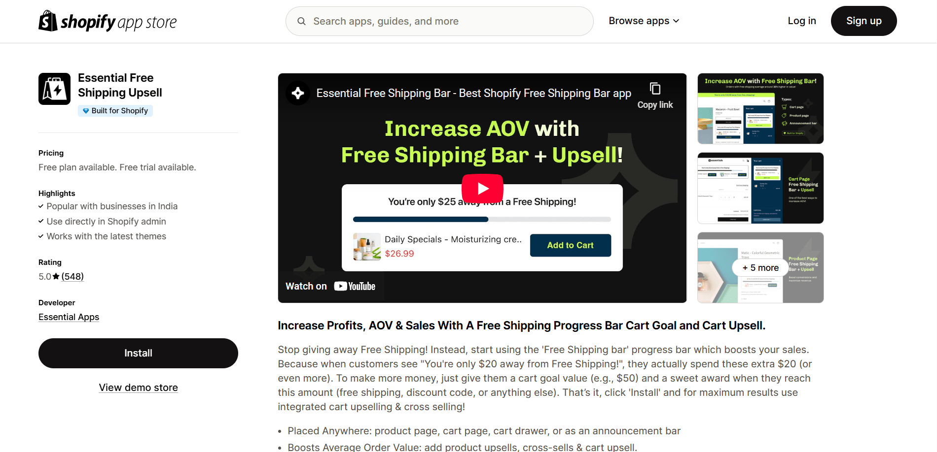 Essential Free Shipping Upsell