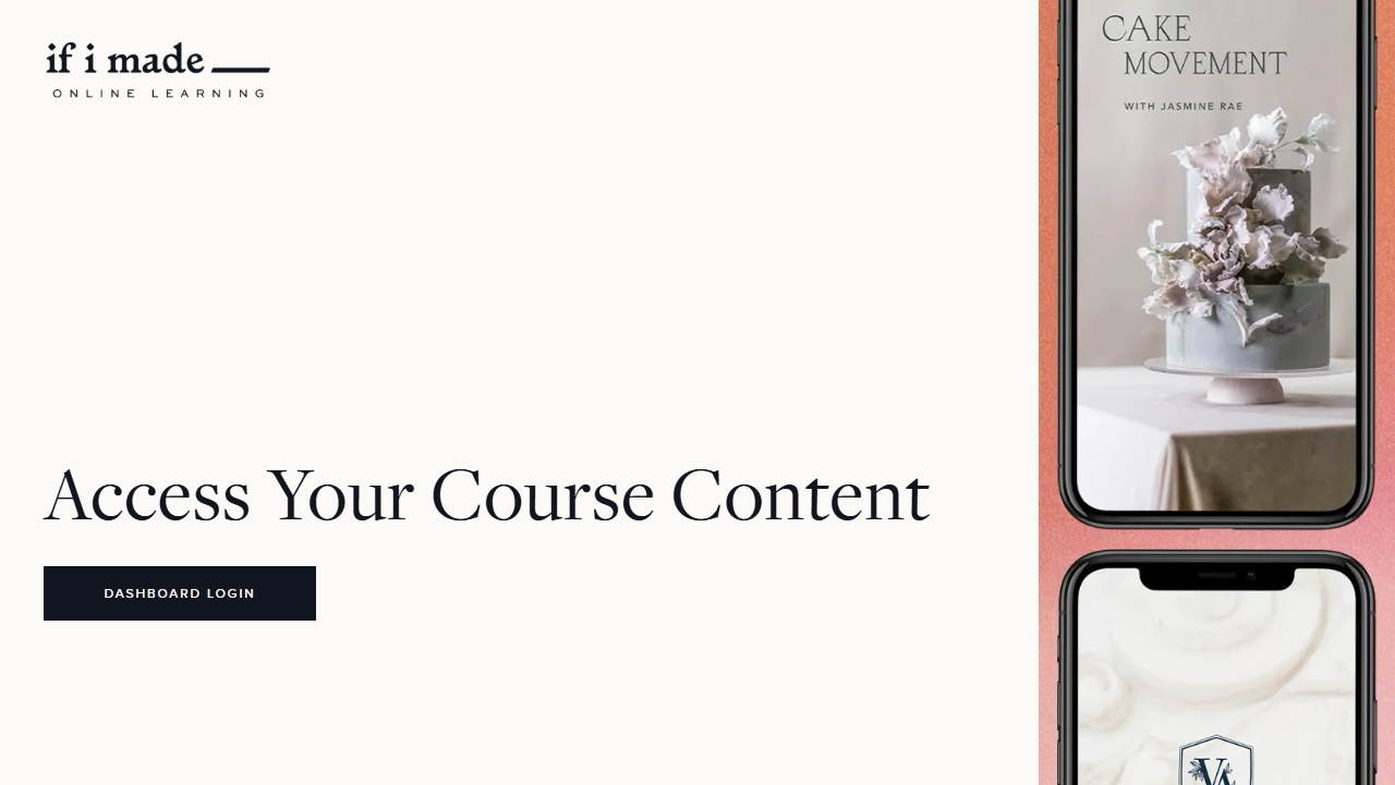 If I Made Shopify service store for online learning with access to course content and dashboard login