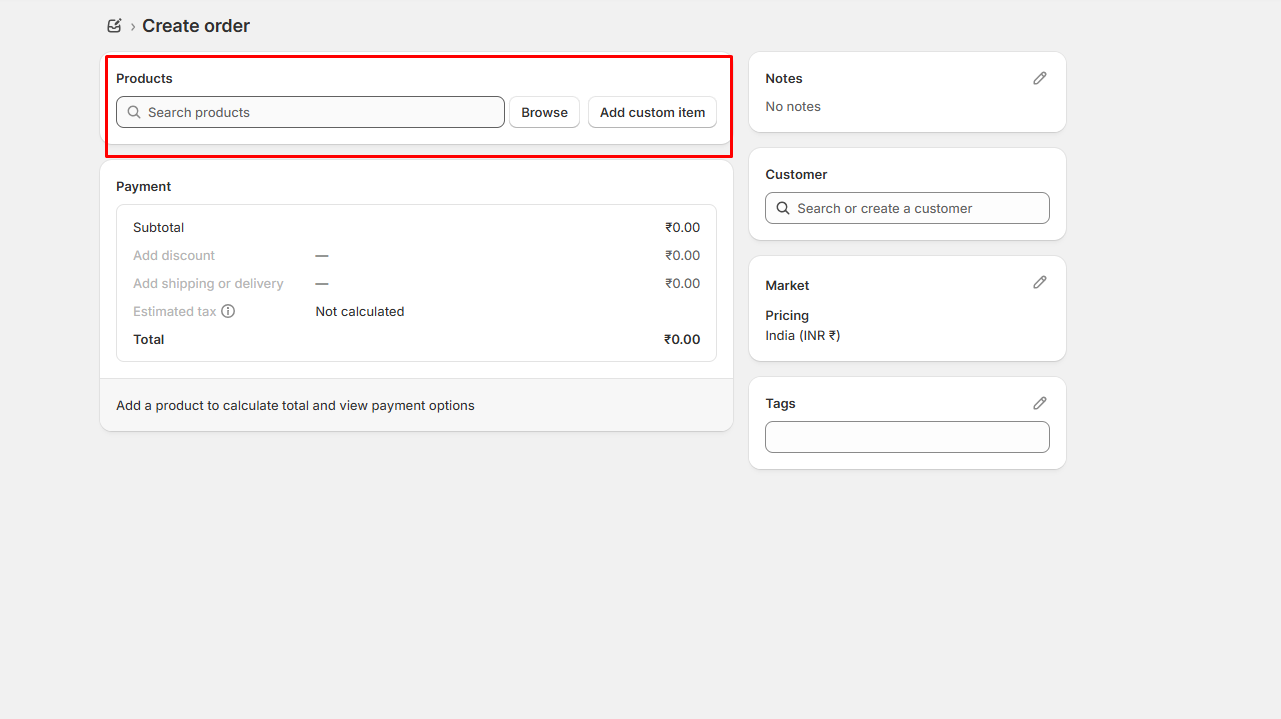 Shopify order invoice section