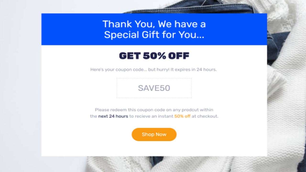 Thank you page upsell example