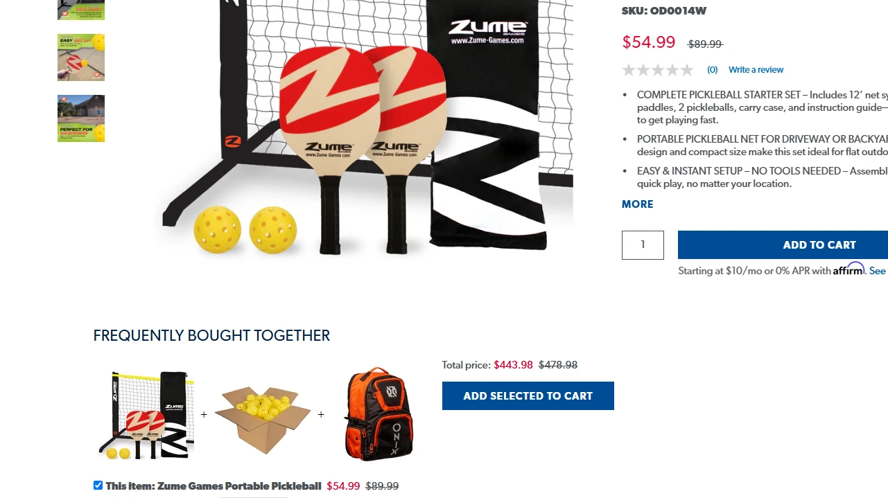 Best product bundle example featuring paddles, balls, net, and bag for backyard play