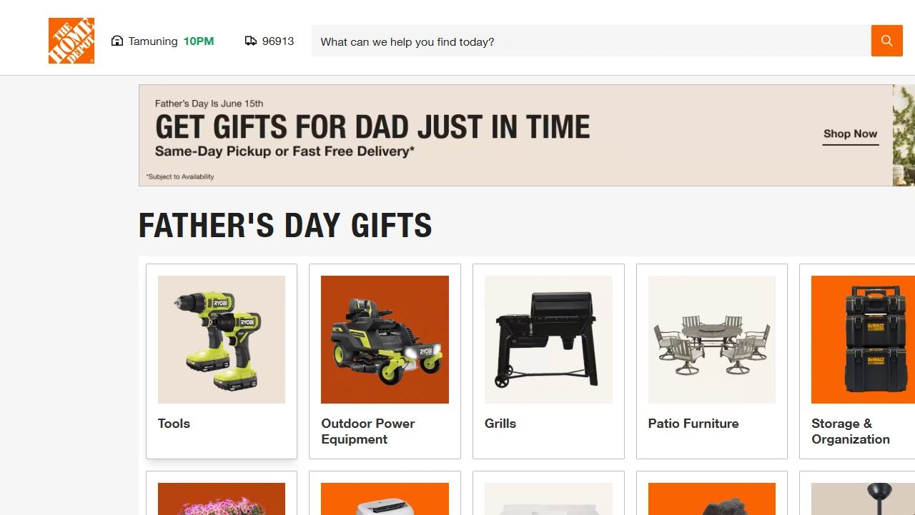 Father's Day gifts collection at Home Depot