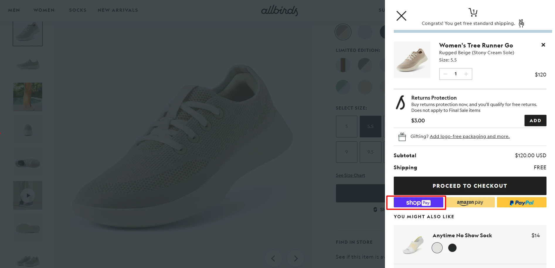 Image showing shop pay button at checkout on Shopify store